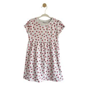 Old Navy Casual Grey Short Sleeve Dress with Red Strawberry Print | Girls 4T